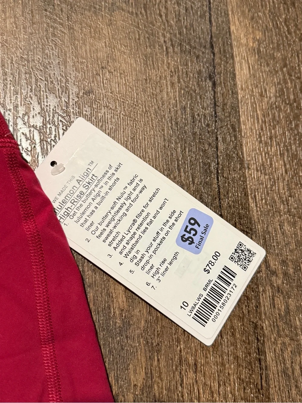 lululemon athletica Raspberry Red Skater Skirt